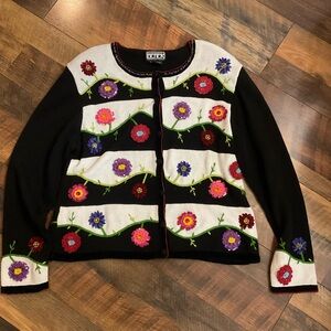 Berek Flower Design Cardigan Sweater L